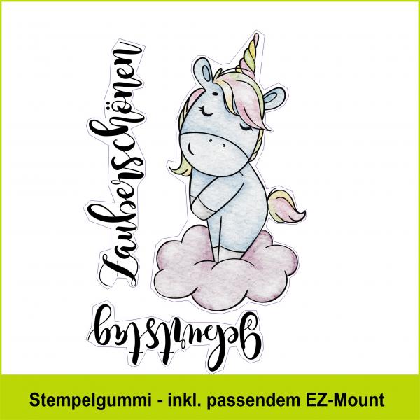 Einhorn auf Wolke - Stempelgummi 7,5x10,5cm